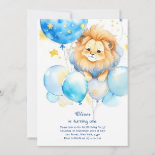 Lion First Birthday Invitation