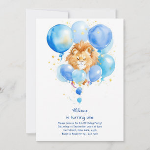 Lion First Birthday Invitation