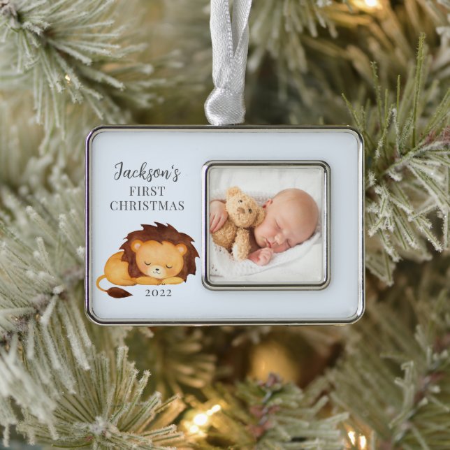 Lion First Christmas Photo Ornament (Tree)