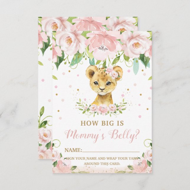 Lion Floral How Big is Mommy's Belly Game Card (Front/Back)