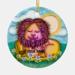 Lion Flowers Ceramic Ornament