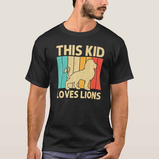 Lion For Kids Boys African Safari Zoo Animal Retro T-Shirt (Front)