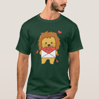 Lion For Valentines Day Cute Animals With Hearts f T-Shirt