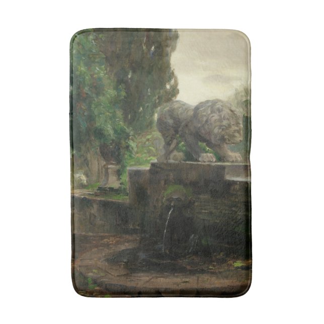 Lion Fountain in Rome (by H.A. Brendekilde) Bath Mat (Front Vertical)