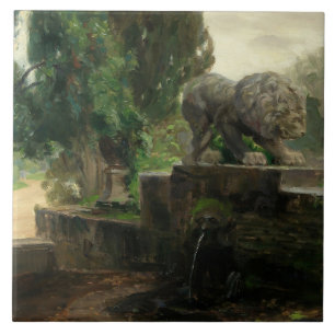 Lion Fountain in Rome (by H.A. Brendekilde) Ceramic Tile