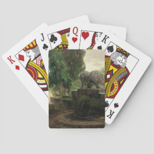 Lion Fountain in Rome (by H.A. Brendekilde) Poker Cards