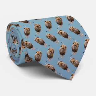 Lion Frenzy Tie Double Sided Print (Sky Blue Mix)