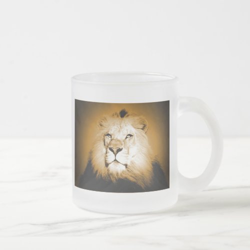 Lion Frosted Glass Coffee Mug