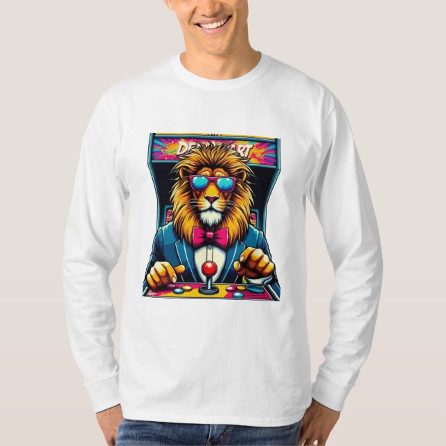 Lion Gamer: The King of the Arcade T-Shirt (Front)