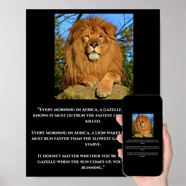 Lion & Gazelle African Quote Poster | Zazzle