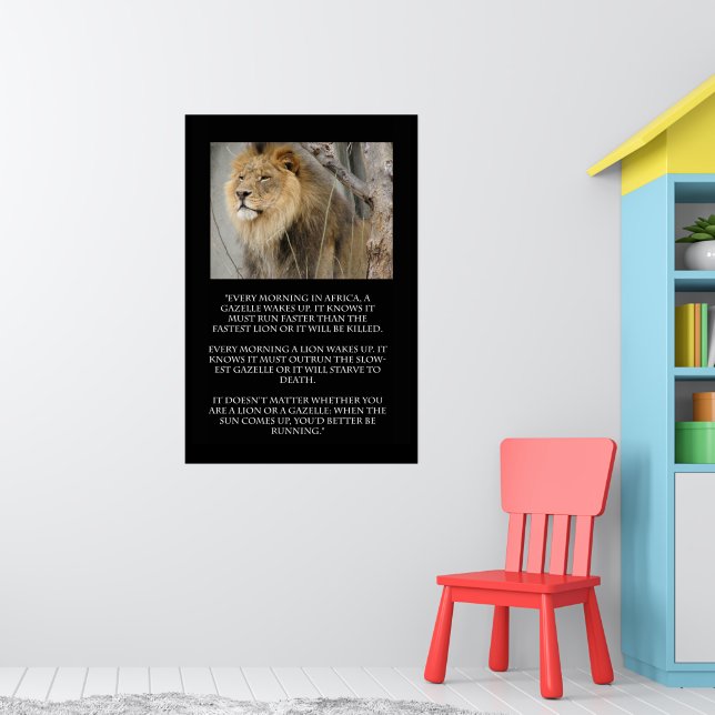 Lion Gazelle Running Quote Poster | Zazzle