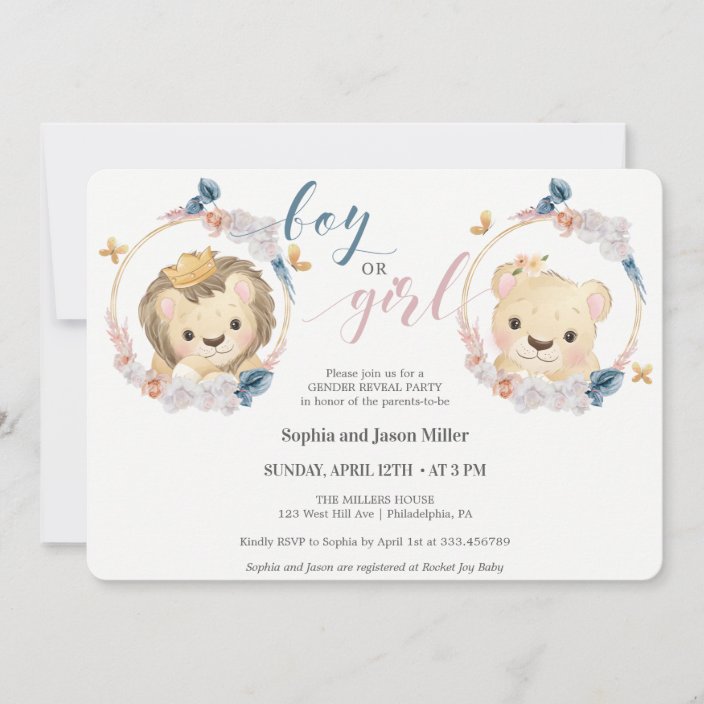 Lion Gender Reveal Invitation
