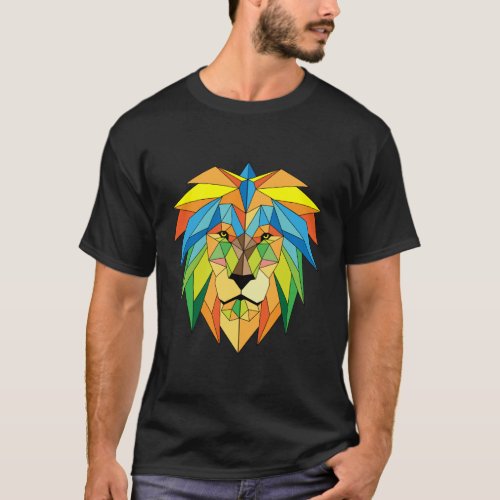 Lion Geometric Africa Safari Lioness Funny Gift T_Shirt