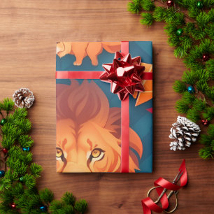 Lion Geometric Colorful Personalized Pattern Wrapping Paper