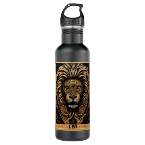 Lion Gift Astrology Sign Lion Zodiac Tarot Card Oc Stainless Steel Water Bottle