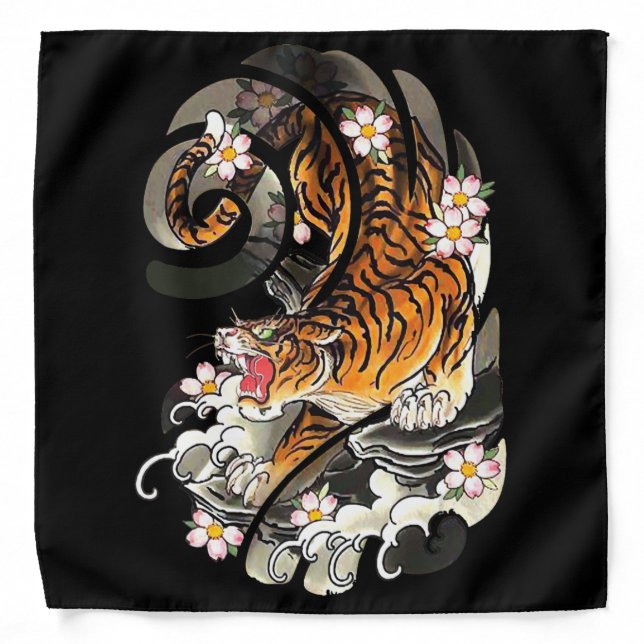 Lion Gift | Tiger Tattoo Cool Brave Bandana (Front)