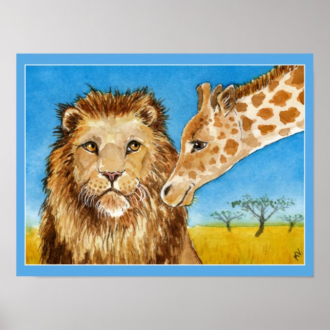 Lion, Giraffe, African animals poster (Front)