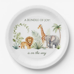 Lion, Giraffe and Elephant Jungle Theme Paper Plates