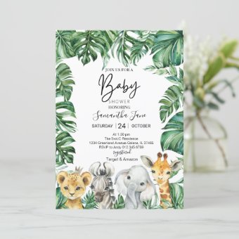 Lion Giraffe Elephant Safari Jungle Baby Shower Invitation | Zazzle