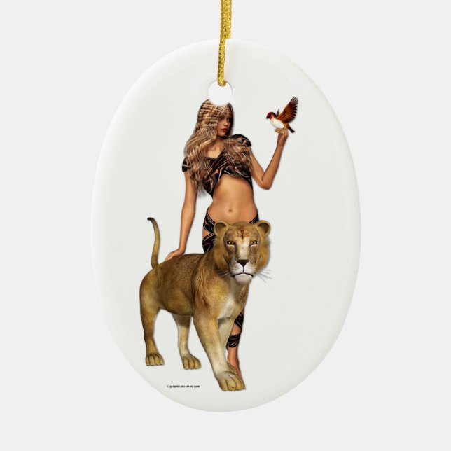 Lion Girl Ceramic Ornament (Front)