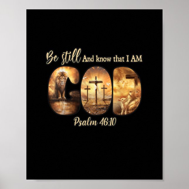 Lion God Christian Be Still And Know That I Am God Poster (Front)