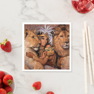 Lion Goddess Egyptian Princess Pillow Napkins