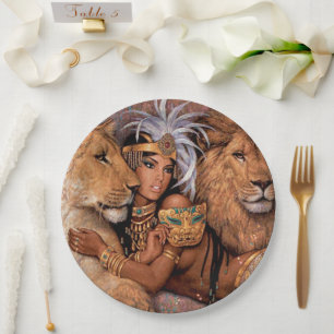 Lion Goddess Egyptian Princess Pillow Paper Plates
