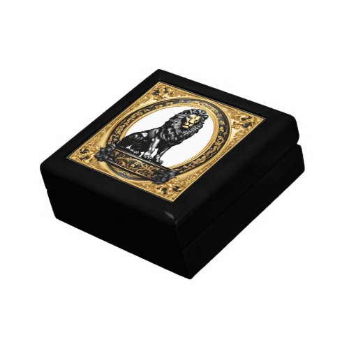 Lion gold and black ornamental frame gift box