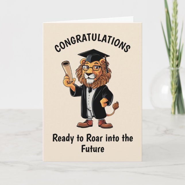 Lion Graduation Personalized Card (Front)