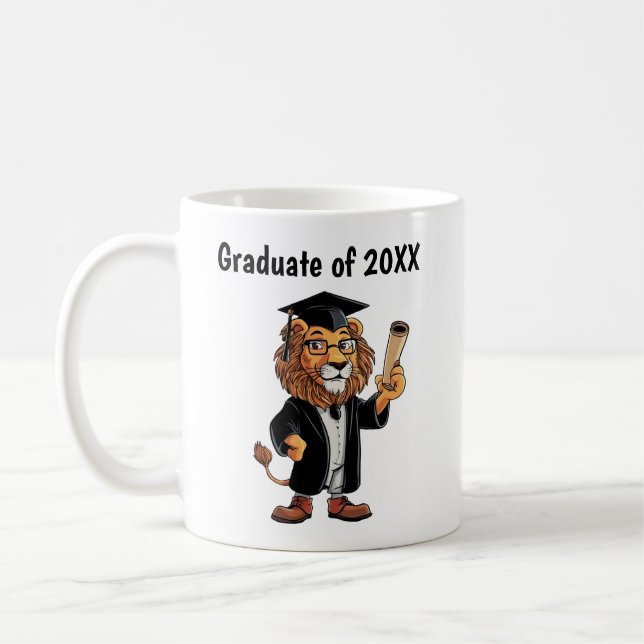 Lion Graduation Personalized Coffee Mug (Left)