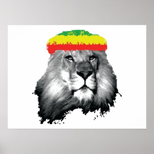 Lion GREEN YELLOW RED Poster