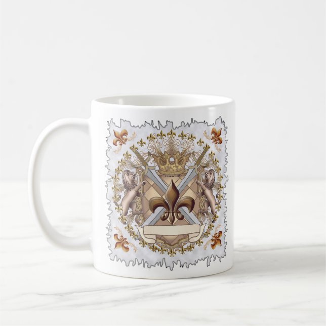 Lion Griffin Shield  Surname  Coffee Mug (Left)
