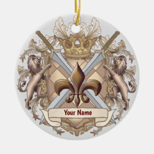 Lion Griffin Shield surname ornament