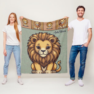 Lion Group Print Fleece Blanket