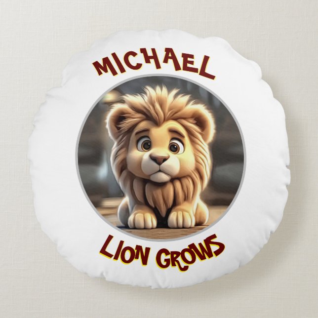 Lion Grows Round Pillow (Front)