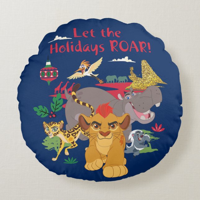 Lion Guard | Let The Holidays Roar Round Pillow (Front)