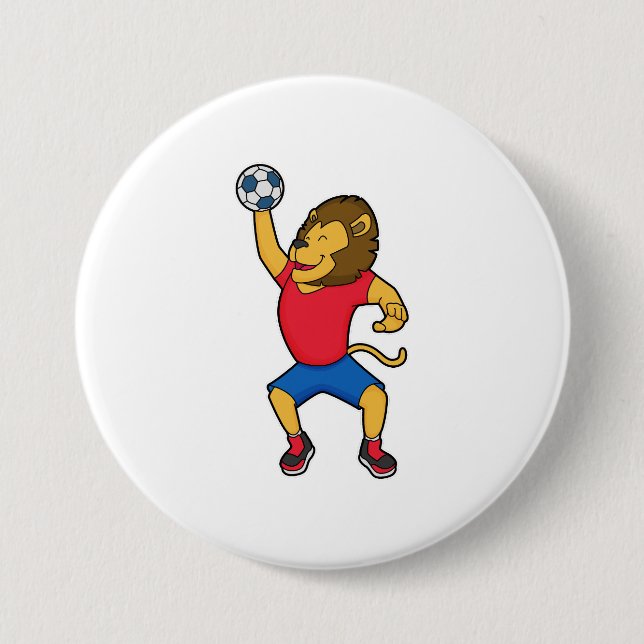 Lion Handball player Handball Button (Front)