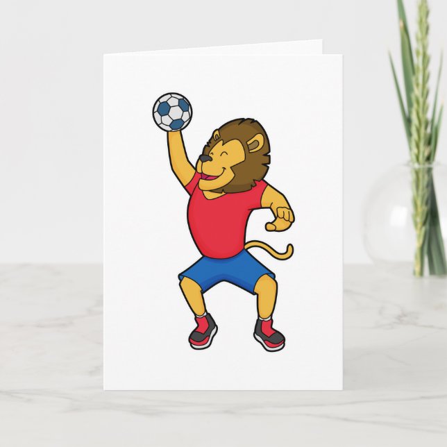 Lion Handball player Handball Card (Front)