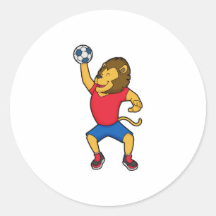 Lion Handball player Handball Classic Round Sticker