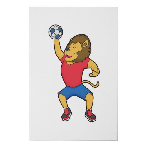 Lion Handball player Handball Faux Canvas Print