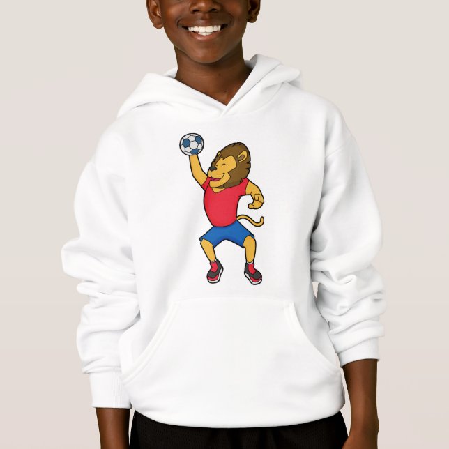 Lion Handball player Handball Hoodie (Front)