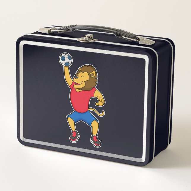Lion Handball player Handball Metal Lunch Box (Front)
