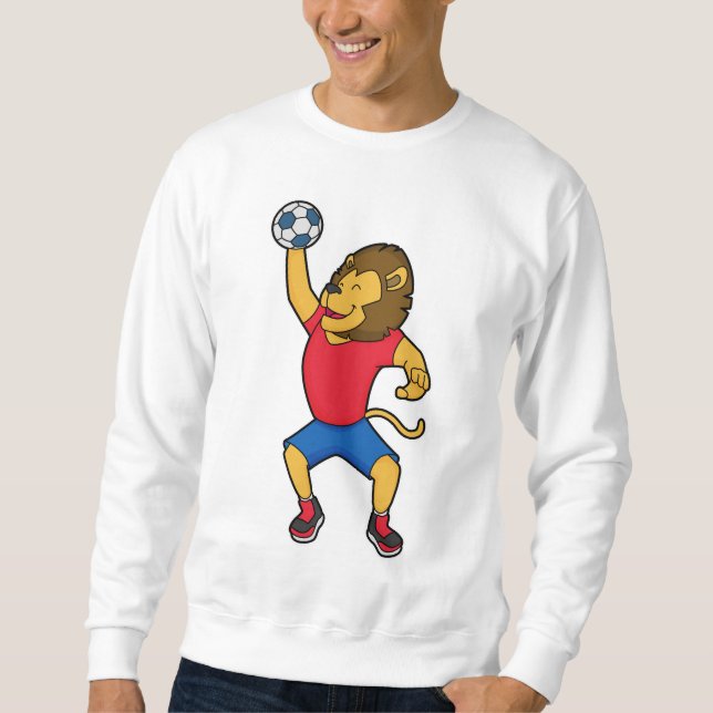 Lion Handball player Handball Sweatshirt (Front)