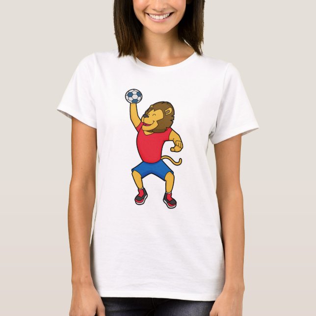 Lion Handball player Handball T-Shirt (Front)