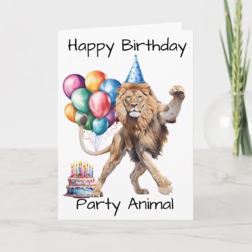 Lion Happy Birthday Party Animal Card