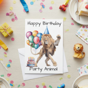 Lion Happy Birthday Party Animal Card