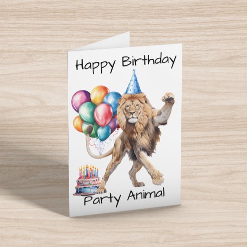 Lion Happy Birthday Party Animal Card