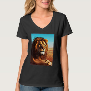 Lion head 3D print Africa predator imprint with wi T-Shirt