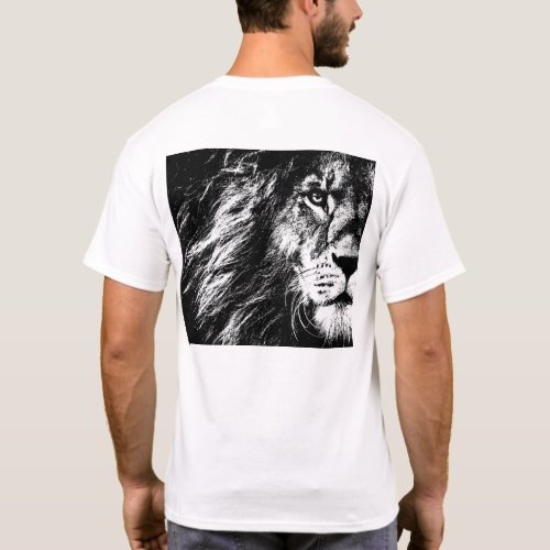 Lion Head Back Side Print Pop Art Template Mens T_Shirt