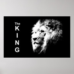Lion Head Black &amp; White Modern Pop Art Template Poster